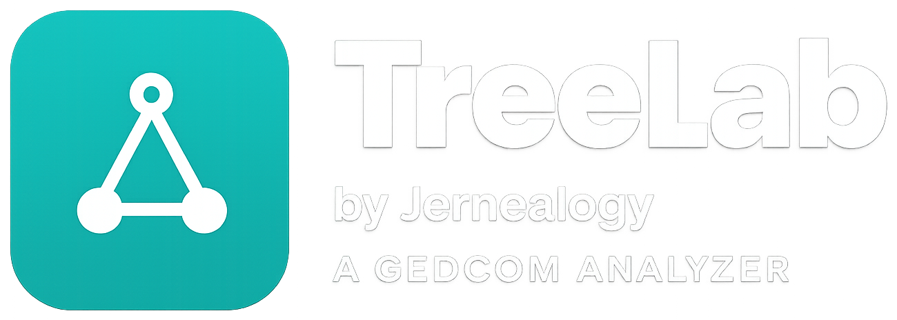 TreeLab by Jernealogy — a GEDCOM analyzer